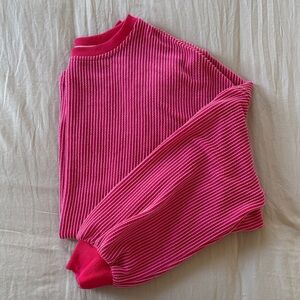 PrettyGarden Pink Striped Long Sleeve Top
